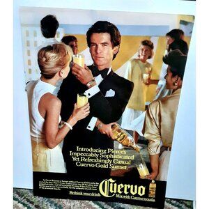 1986 Cuervo Gold Tequila Pierce Brosnan Bond Original Print Ad